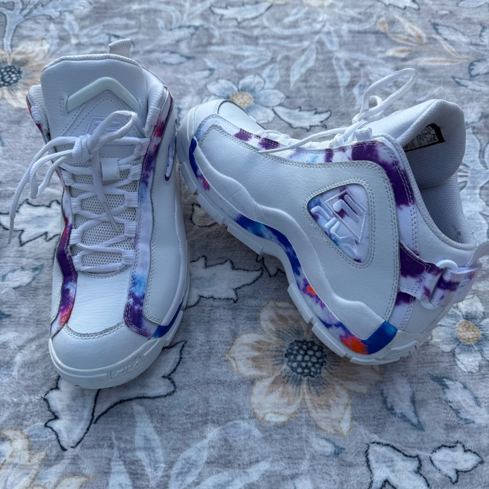 FILA Grant Hill 2 Sneaker Mens Size 9 White Tie Dye High Top Y2K 1BM01234-125 - Picture 2 of 9